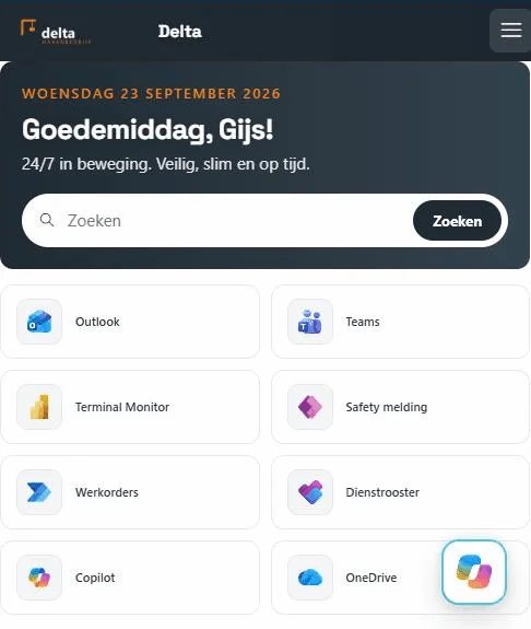 Delta intranet op mobiel