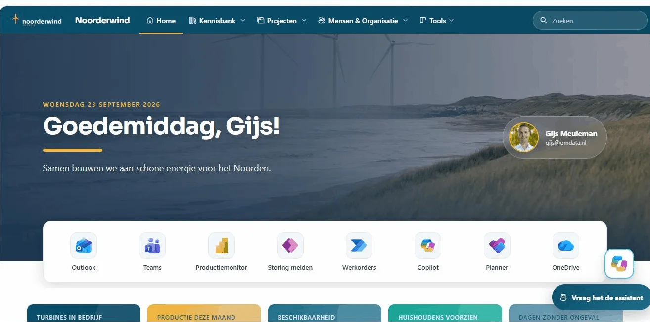 Noorderwind intranet op desktop