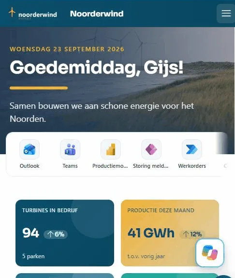 Noorderwind intranet op mobiel