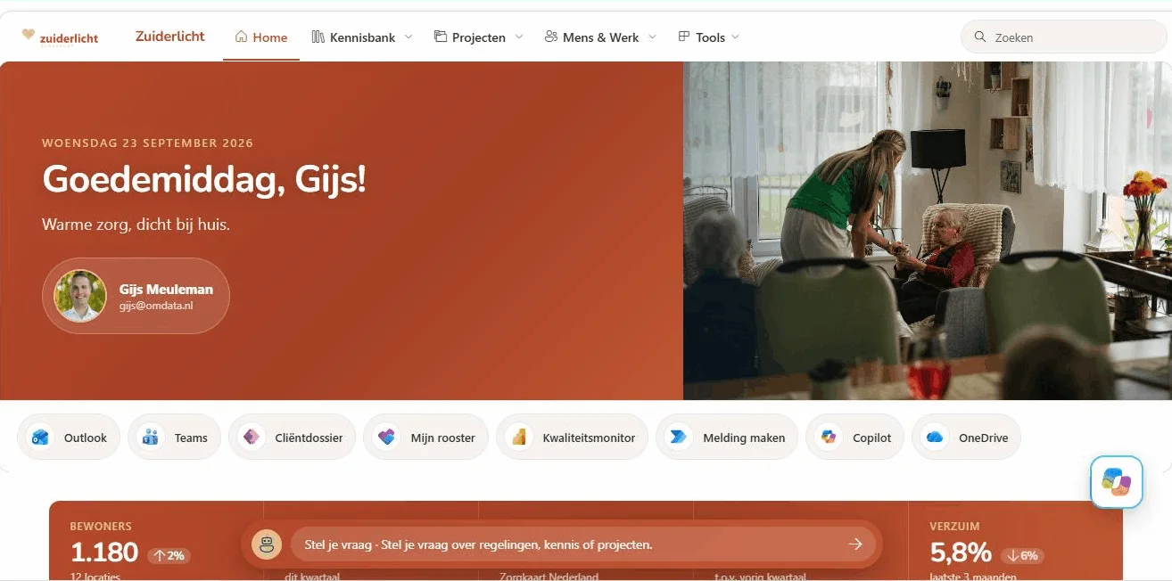 Zuiderlicht intranet op desktop